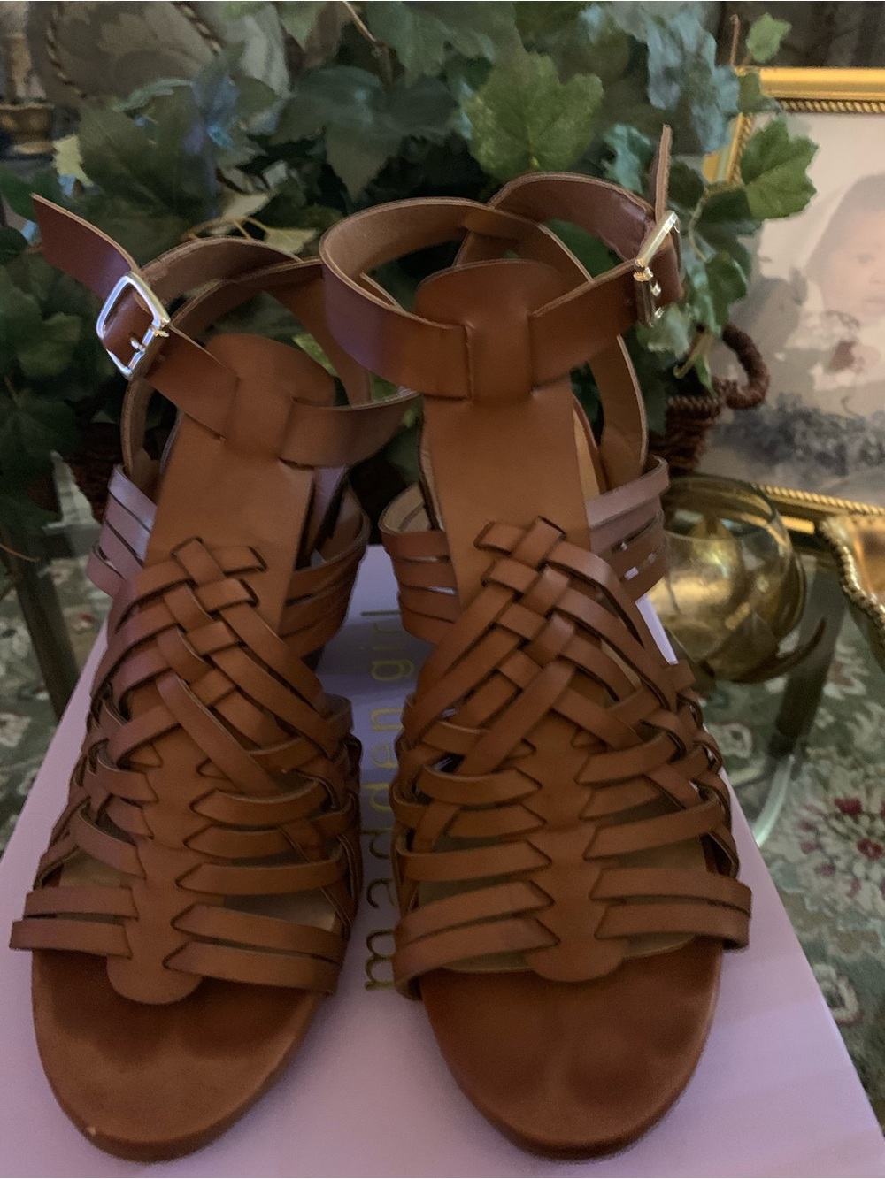 Madden Girl Rustic Brown Woven Ankle-Strap Sandals